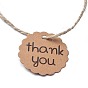 Thank You Paper Gift Tags, Hang Tags, with Jute Twine, for Wedding Thanksgiving, Flat Round