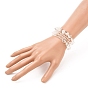 Bracelets enveloppants extensibles à trois boucles, avec des perles naturelles de pierres précieuses, rond et puce
