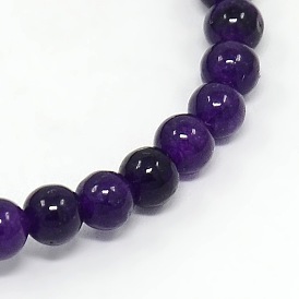 Perles rondes pierre d'améthyste, deyed, Trou: 1mm