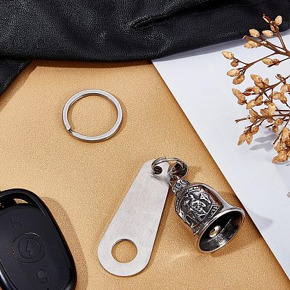 Gorgecraft bricolage kit de fabrication de cloche de vélo de moto pour porte-clés porte-bonheur, y compris pendentif en acier inoxydable et ébauches de porte-clés, fermoirs porte-clés en acier au titane