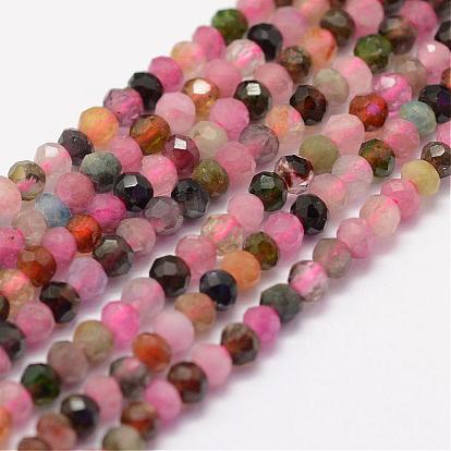 Natural Tourmaline Beads Strands, Faceted, Rondelle