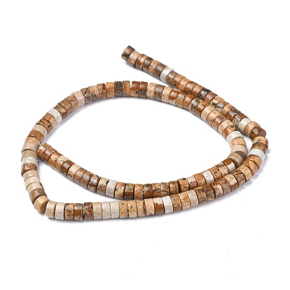 Natural Picture Jasper Beads Strands, Heishi Beads, Flat Round/Disc
