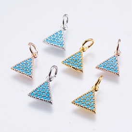 Brass Micro Pave Cubic Zirconia Charms, Cadmium Free & Lead Free, Triangle