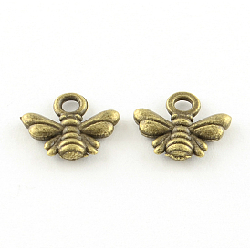 Tibetan Style Alloy Charms, Bees, Cadmium Free & Lead Free, 9.5x11x2mm, Hole: 1.5mm, about 2380pcs/1000g