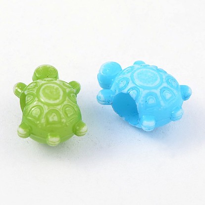 Large Hole Opaque Craft Style Acrylic Tortoise European Beads, 14x9x8mm, Hole: 5mm, about 1750pcs/500g