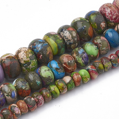 Synthetic Gold Line Imperial Jasper Beads Strands, Rondelle