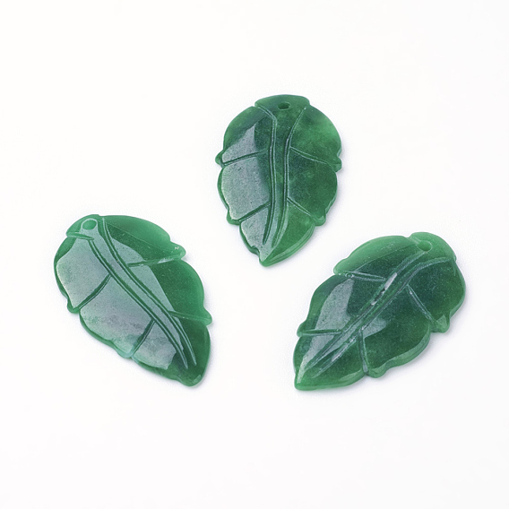 Natural Myanmar Jade/Burmese Jade Pendant, Dyed, Leaf