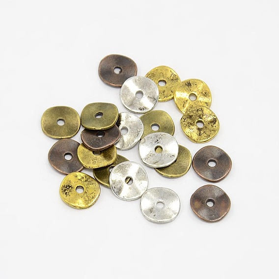 Perles d'espacement de disque en alliage de style tibétain, 10x1mm, trou: 2 mm, environ 420 pcs / 200 g