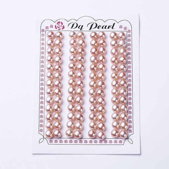 Natural Cultured Freshwater Pearl Beads, Dyed, Half Drilled, Round