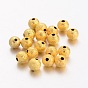 Perles en laiton texturées, sans plomb, ronde, 6mm, Trou: 1mm