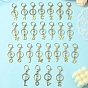 304 Stainless Steel Initial Letter Charm Keychains, with Alloy Clasp, Golden