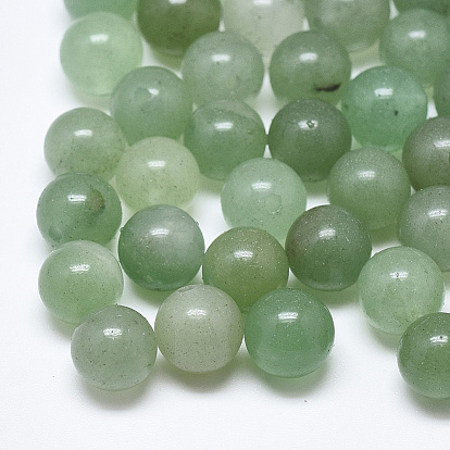 Natural Green Aventurine Beads, Half Drilled, Round