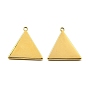 Gemstone Pendants, Ion Plating(IP) 316 Stainless Steel Triangle Charms, Real 24K Gold Plated