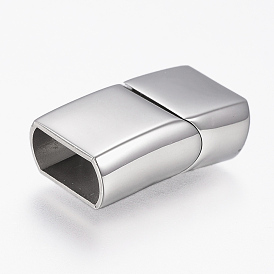304 Stainless Steel Magnetic Clasps with Glue-in Ends, Rectangle