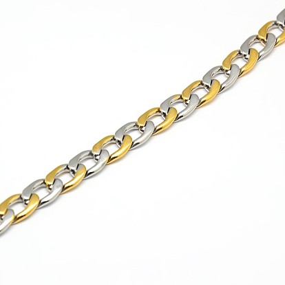 304 Stainless Steel Curb Chain/Twisted Chain Necklaces, with Lobster Claw Clasps, 21 inch~22 inch(533~559mm), 8mm