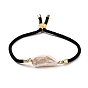 Conjuntos de pulseras deslizantes de cordón trenzado de nailon ajustable, pulseras de enlace, con perlas barrocas naturales perlas keshi y perlas de latón del árbol de la vida