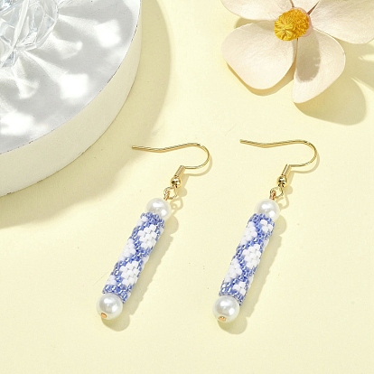 Boucles d'oreilles pendantes en perles de verre et colonne de graines, or 304 bijoux en acier inoxydable pour femmes