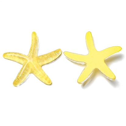 Translucent Resin Sea Animal Cabochons, Glitter Starfish