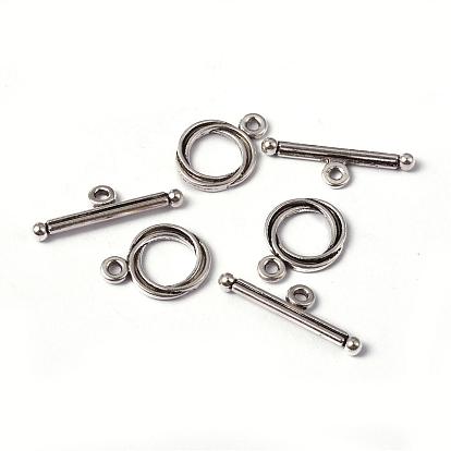 Cierres de acero de estilo tibetano, sin plomo y cadmio, anillo: 13 mm de ancho, 17 mm de largo, barra: 3 mm de ancho, 24 mm de largo, agujero: 2 mm