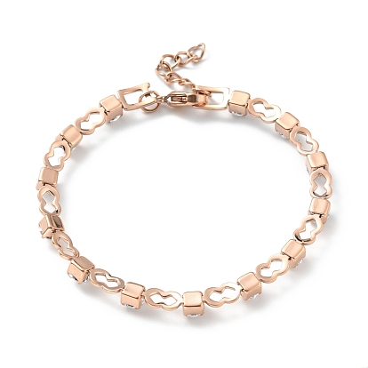 Bracelet de tennis en cristal de zircone cubique, placage ionique (ip) 304 bracelet en acier inoxydable pour femmes