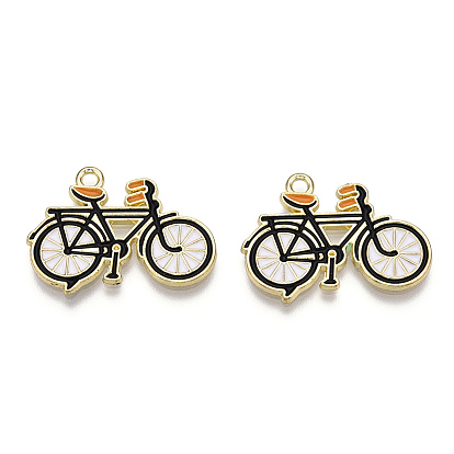 Colgantes de esmalte de joyería de aleación chapados en oro claro, bicicleta