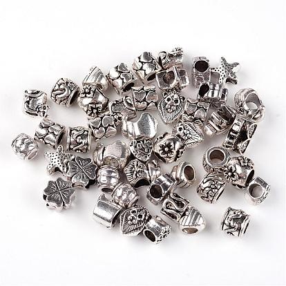 Metal Alloy European Beads, 7~13mm, Hole: 4~5mm