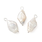 Colgantes de perlas keshi de perlas barrocas naturales, encantos de rombos, con instrumentos de viento
