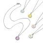 Alloy Enamel Sunflower Pendant Necklace with 304 Stainless Steel Chains