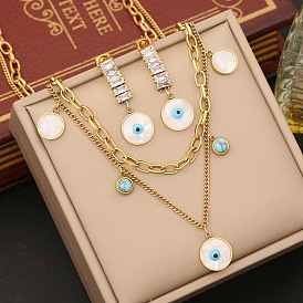 Шикарный комплект ожерелья в виде глаз - украшения из нержавеющей стали для женщин, модная цепочка на ключицу n1162