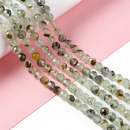 Natural Prehnite Beads Strands, Faceted, Round