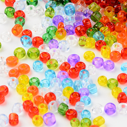 8/0 Transparent Colours Glass Seed Beads, Round Hole, Round