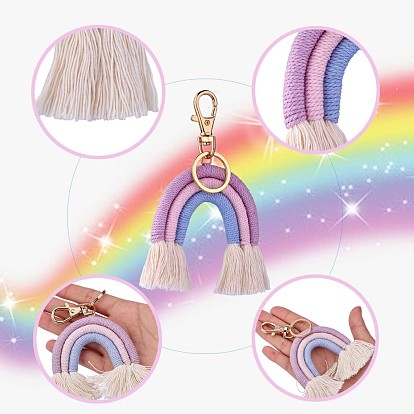 3pcs boho arco iris llavero mini macrame arco iris lindo llavero tejido arco iris borla llavero para mujeres niñas