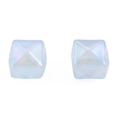Perlas de acrílico chapadas en arco iris iridiscentes, perlas de brillo, cubo facetas