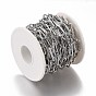 Ion Plating(IP) 304 Stainless Steel Paperclip Chains, Drawn Elongated Cable Chains, with Spool, Unwelded