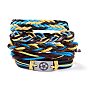 Ensemble de bracelets de cordon en cuir pour hommes femmes, bracelets tressés à maillons rectangulaires de football, bracelets de sport réglables