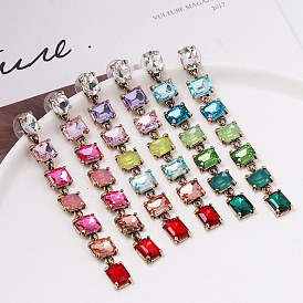 Gradient Color Crystal Earrings for Women, Fashionable and Elegant Jewelry