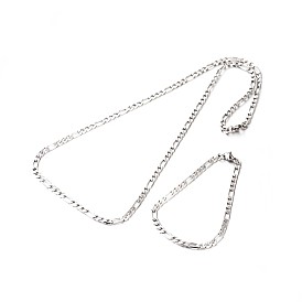 304 Stainless Steel Figaro Chains Jewelry Sets, Necklaces and Bracelets, with Lobster Claw Clasps, Faceted, 23.6 inch (599mm), 210mm(8-1/4 inch )x4.5mm