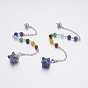 Natural & Synthetic Mixed Stone Dowsing Pendulums, with Mixed Stone and Brass Findings, Chakra, Merkaba Star, Platinum