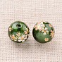Flower Picture Printed Glass Round Beads