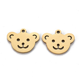 Ion Plating(IP) 201 Stainless Steel Charms, Cut, Bear
