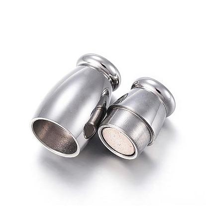 304 Stainless Steel Magnetic Clasps with Glue-in Ends, Oval