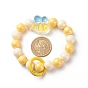 Bracelet bracelet porte-clés, porte-clés perles rondes acryliques et pendentif abeille, avec les accessoires en alliage