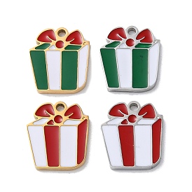 304 Stainless Steel Charms, with Enamel, Gift Box Charm