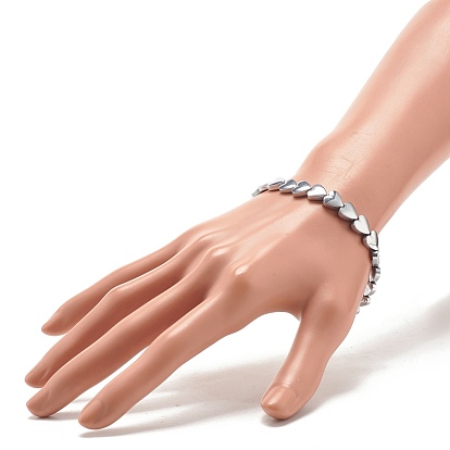 Synthetic Hematite Heart Beaded Stretch Bracelet, Gemstone Jewelry for Women