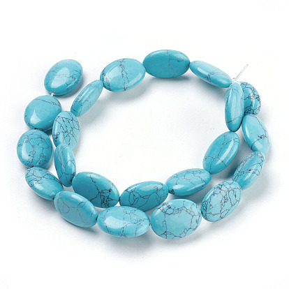 Flat Oval Gemstone Synthetic Turquoise Stone Beads Strands