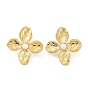 Natural & Synthetic Mixed Gemstone Flower Stud Earrings, Real 18K Gold Plated 304 Stainless Steel Earrings
