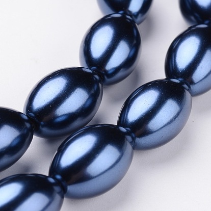Grade A Glass Pearl Beads Strands, Rice, 10~19x6~10mm, Hole: 1mm, about 21~40pcs/strand, 15.7 inch ~16.1 inch