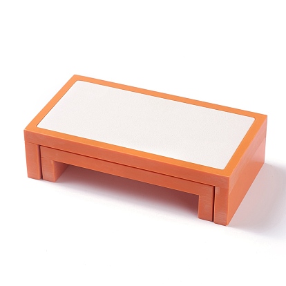 2 Showcase Shelf, Resin Artificial Marble Jewelry Displays, with PU Leather, Rectangle