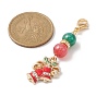 Décorations de pendentif en alliage d'émail sur le thème de noël, avec perle en résine et fermoirs mousquetons en acier inoxydable, couronne/cloche/arbre/flocon de neige/chaussette