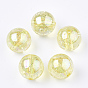 Perles acryliques transparentes, avec de la poudre de paillettes, perles de paillettes, ronde